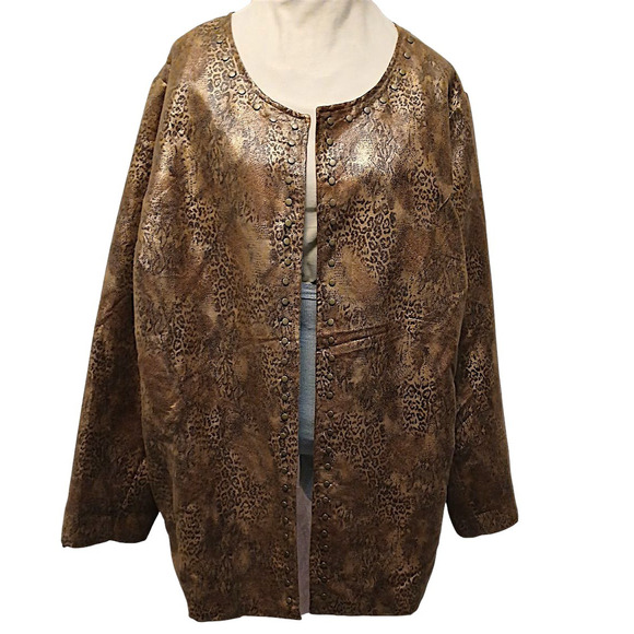 Isabel Hayley Special Occasion Jacket Plus Sz 2X Animal Print Golden Brown Party - Picture 7 of 16